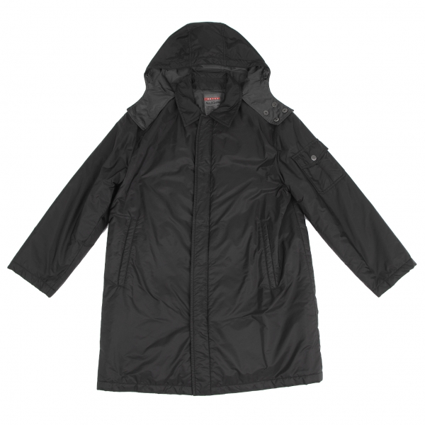 PRADA SPORT Nylon Hooded Coat Black L | PLAYFUL