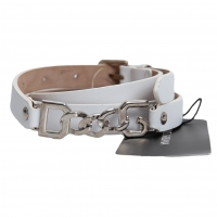  DOLCE & GABBANA Logo Chain Leather Belt White 85/34