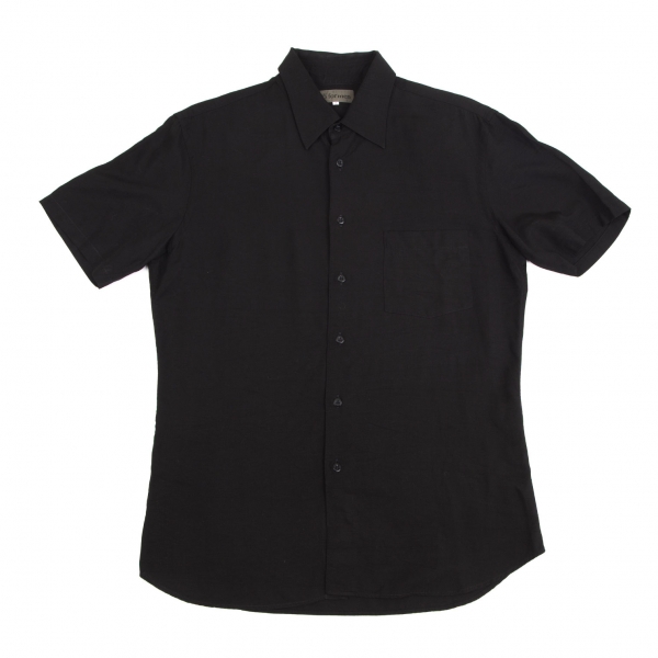 ワイズフォーメンY's for men レーヨンリネンレギュラーカラー半袖シャツ 黒3