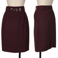  Jean-Paul GAULTIER CLASSIQUE Wool Belted Skirt Bordeaux 40
