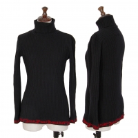  Jean-Paul GAULTIER CLASSIQUE Piping Turtleneck Knit Sweater (Polo Neck Jumper) Black 40