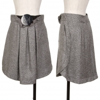  EMPORIO ARMANI Buckle Design Metallic Tweed Skirt Silver 42