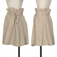  ISSEY MIYAKE Linen Blended Pleated Skirt Beige M