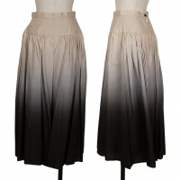  ISSEY MIYAKE PERMANENTE Cotton Gradient Printed Gather Skirt Beige,Black M