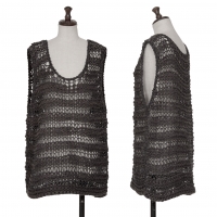  ISSEY MIYAKE Sleeveless Crochet Knit Top Grey S-M