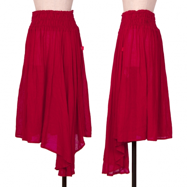 ワイズY's リネンギャザードレープスカート 赤2