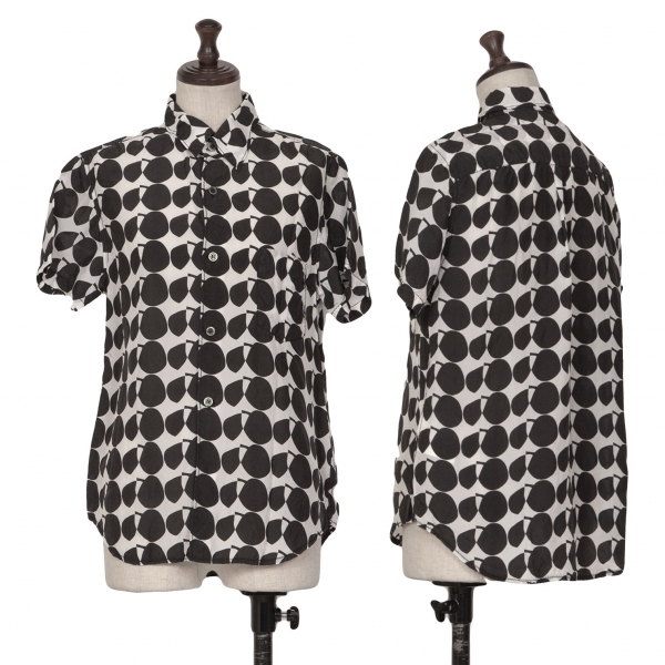 ブラックコムデギャルソンBLACK COMME des GARCONS 製品洗いドットシースルー半袖シャツ 黒白XS
