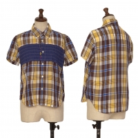  tricot COMME des GARCONS Frill Switching Short Sleeve Shirt Blue,Yellow M