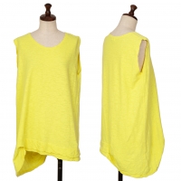  Plantation Dyed Cotton Asymmetry Sleeveless Shirt Yellow M