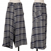  Y's Check Wool Asymmetry Dropped Crotch Pants (Trousers) Grey 2