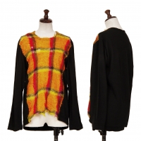  tricot COMME des GARCONS Wool Fulling Switchin Knit Top Black,Orange S-M