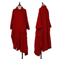  Y's Fulling Wool Button Design Shirt Dress Red 2