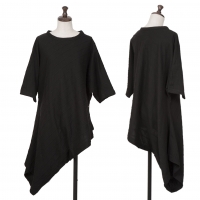  Y's Stripe Weave Asymmetric Long T Shirt Black 2