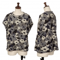  Y's Floral Jacquard T Shirt Grey,Beige,Navy 2