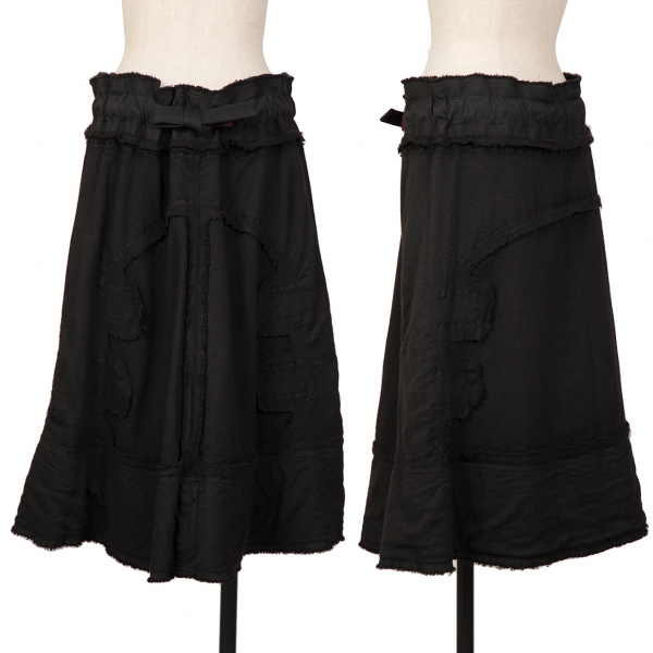 イッセイミヤケ エーポックISSEY MIYAKE A-POC ウールコットンパッチ台形スカート 黒2