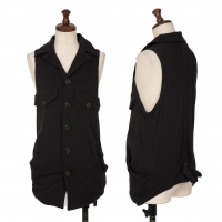  Y's Cotton Open Collar Vest (Waistcoat) Black 2