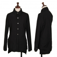  Yohji Yamamoto NOIR Rib Switching Cotton Long Sleeve Shirt Black 1