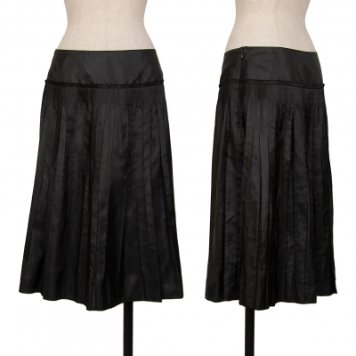  Aquascutum Pleats Poly Skirt Black M-L