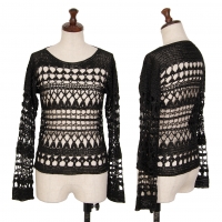  tricot COMME des GARCONS See-through Crochet Knit Top (Jumper) Black S-M