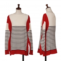  Jean Paul GAULTIER FEMME Color Switching Striped Knit Sweater (Jumper) Cream,Red 40