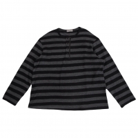  Yohji Yamamoto POUR HOMME Zip Henry Stripe Knit Sweater (Jumper) Black 3