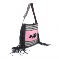  TOTEM Eagle Woven Side Fringe Desgin Shoulder Bag Black,Pink 
