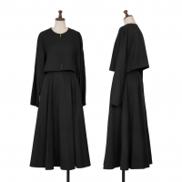  Y's Wool Gabardine Jacket & Skirt Black S-M