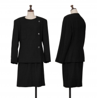  GUCCI Wool Collarless Jacket & Skirt Black 44