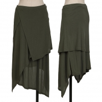  ISSEY MIYAKE Cotton Layered Skirt Khaki-green 2