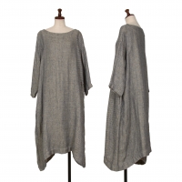  45R Design Fabric Linen Dress (Jumper) Navy,Beige 0