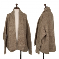  45R Alpaca Blend Wool Buttonless Knit Jacket Brown 3