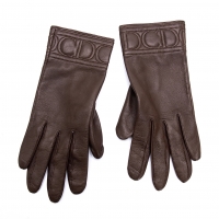  Christian Dior Logo Leather Gloves Brown 18