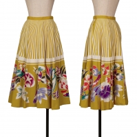  ISSEY MIYAKE Floral Bird Print Skirt Yellow 7