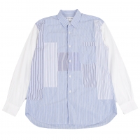  COMME des GARCONS SHIRT Cotton Stripe Patchwork Shirt Sky blue,White M