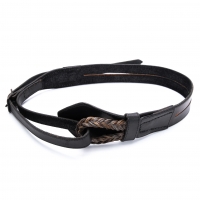  Plantation Braided Loop Leather Belt Black 
