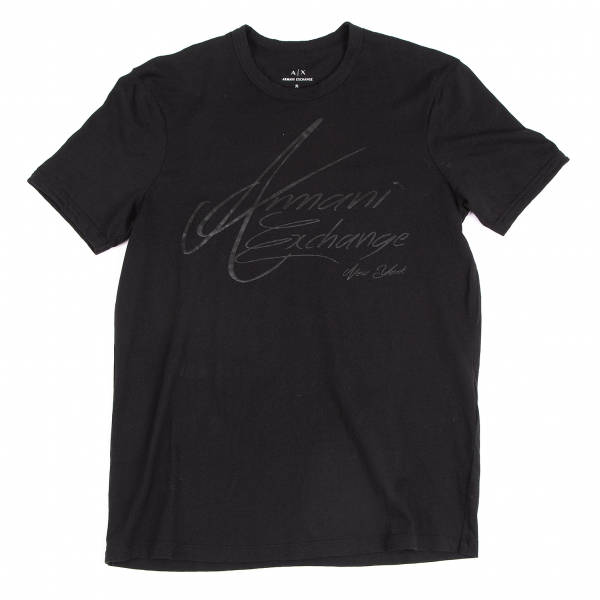 アルマーニエクスチェンジARMANI EXCHANGE コットンフロントロゴTシャツ 黒S