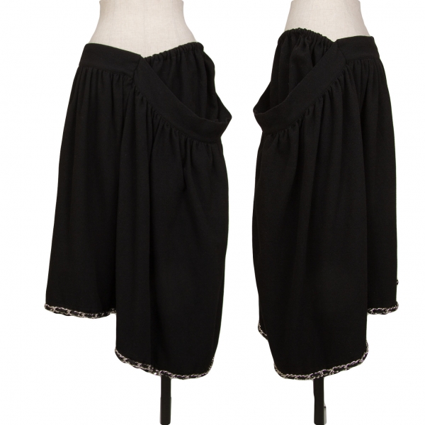 リミフゥLIMI feu ウール裾チェーンデザインアシンメトリーギャザースカート 黒S