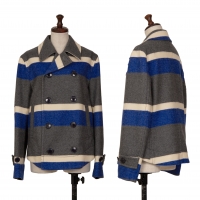  Ne-net Stripe Wool P Coat Grey 2