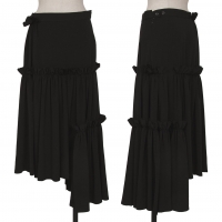  Yohji Yamamoto NOIR Asymmetry Gather Pasted Skirt Black 1