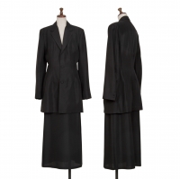  Yohji Yamamoto FEMME Wool Poly Jacket & Skirt Black M XS