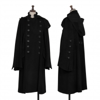  Yohji Yamamoto collections Cashmere Blend Wool Hooded Double Coat Black 1