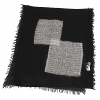  Yohji Yamamoto FEMME Wool Patchwork Fringe Stole Black 