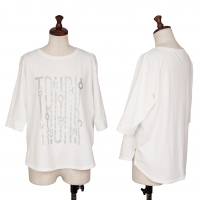  HIROKO KOSHINO TRUNK Sequins Glitter Printed T Shirt White 38