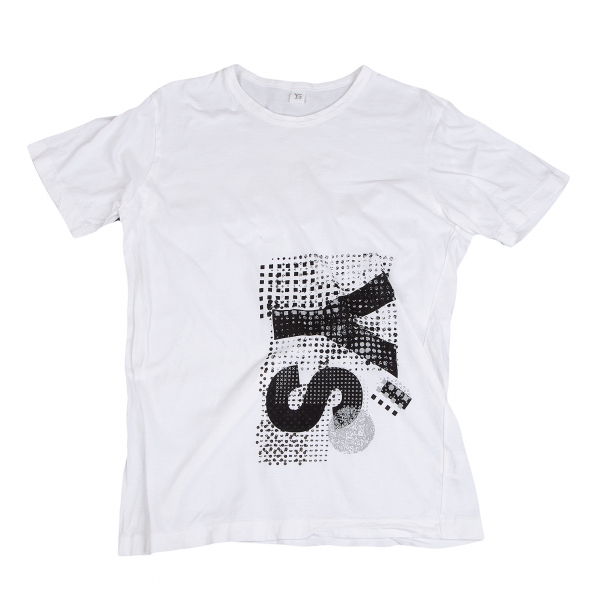 ワイズY's ロゴグラフィックプリントTシャツ 白2