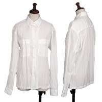  ISSEY MIYAKE FETE Pleated Poly Long Sleeve Shirt White 3