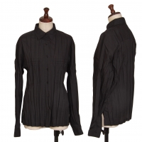  ISSEY MIYAKE FETE Pleated poly Long Sleeve Shirt Black 3