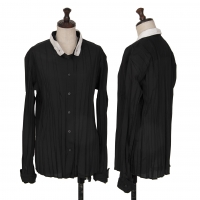  ISSEY MIYAKE FETE 2WAY Collar Pleated Long Sleeve Shirt Black 3