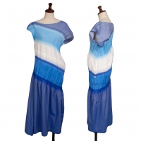  ISSEY MIYAKE FETE A.POC INSIDE Gradation Pleated Dress Blue,White 2