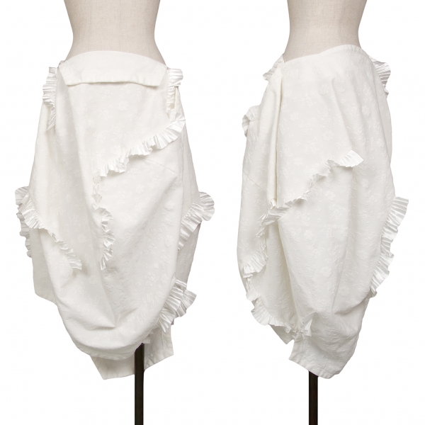 コムデギャルソン COMME des GARCONS フローラルジャガードフリル装飾スカート オフS