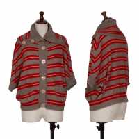 SPORTMAX CODE Stripe Dolman Knit Cardigan Mocha,Red S